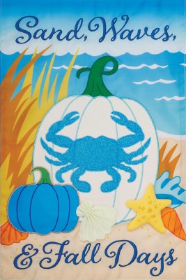 18" x 12" "Sand, Waves, & Fall Days" Crab Mini Garden Flag