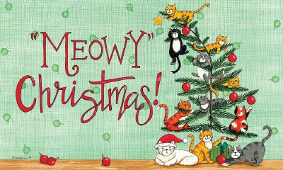 18" x 30" "Meowy Christmas" Christmas Cats Doormat