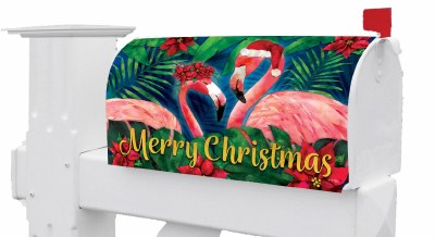 Christmas Flamingos Mailbox Cover