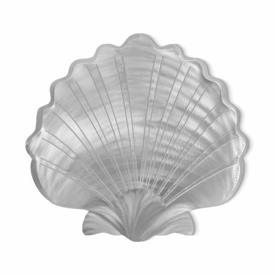 27" Stainless Steel Scallop Shell Coastal Wall Art Plaque