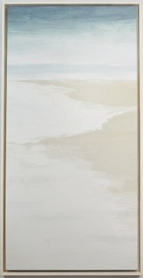 62" x 32" Multipastel Shore 2 Coastal Canvas in a White Wash Frame