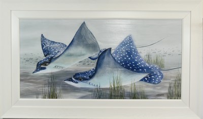 29" x 49" Gliding Along Coastal Gel Textured Print in a White Frame