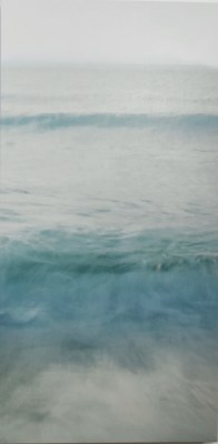 40" x 20" Light Blue Wave 2 Coastal Canvas