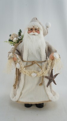18" Beige Santa Holding a Starfish Statue