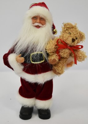 9" Santa Holding a Teddy Bear Statue