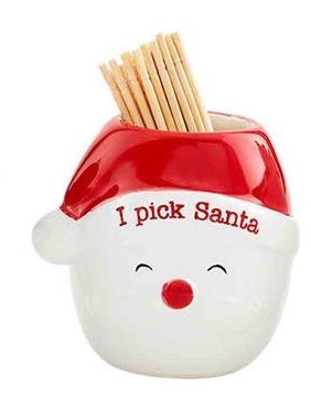 3" Ceramic Santa Head Toothpick Holder by Mud Pie