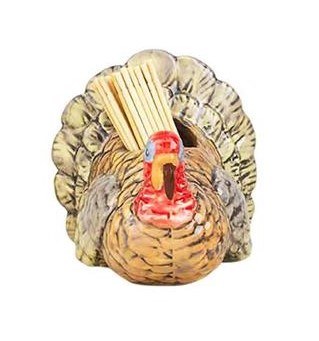 3" Ceramic Turkey Toothpick Holder by Mud Pie