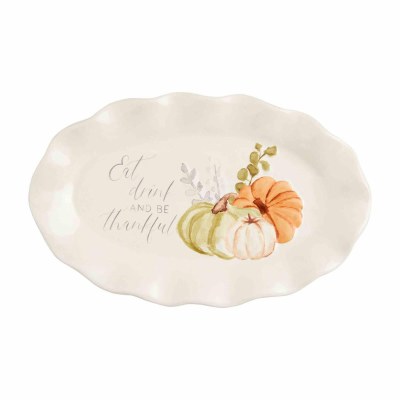5" x 8" Oval Ceramic "Eat, Drink, and Be Thankful" Dish by Mud Pie