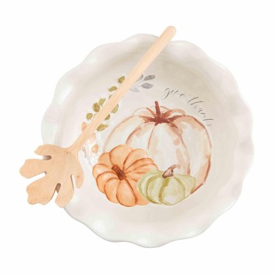 9" Round Multipastel Pumpkin Bowl With a Spoon by Mud Pie