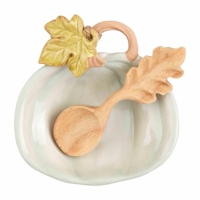 5" Blue Pumpkin Bowl With a Spoon by Mud Pie