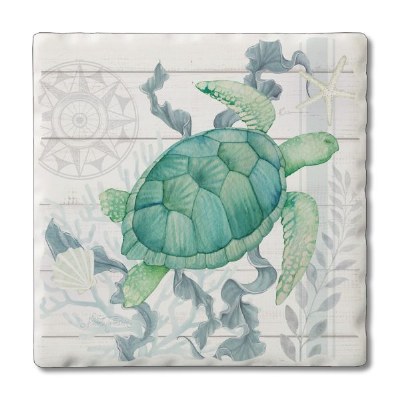 Set of Four Square Beach Therpay Turtle Coasters