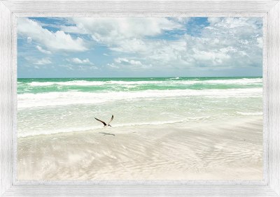 35" x 50" Beach Vibes Gel Textured Print in a White Wash Frame