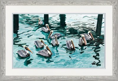 30" x 40" Floating  Around Coastal Framed Print Under Glass
