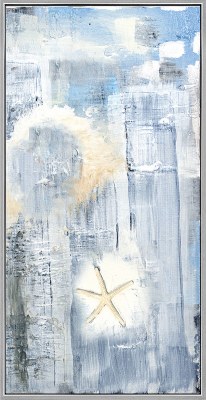 34" x 22" Pale Blue 2 Framed Canvas