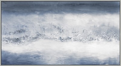 34" x 64" Bleu Seas Silver Framed Canvas