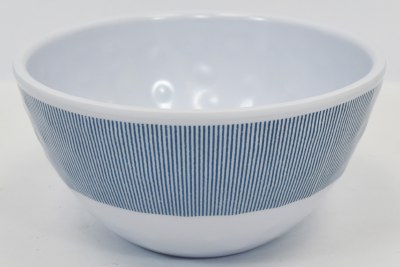 6" Round Blue Seersucker Stripe Salad Bowl