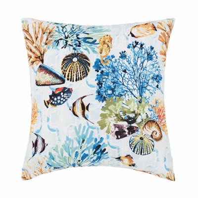 18" Sq Makena Beach Coastal Indoor/Outdoor Decorative Pillow