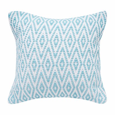 18" Square Aqua and White Diamonds Indoor/Outdoor Decorative Pillow