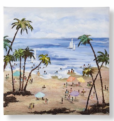 12" Sq Nine Palm Trees on the Beach Canvas