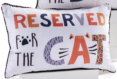 12" x 18" "Reserved for the Cat" Reversible Decorative Cat Pillow