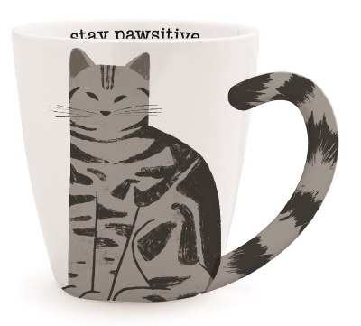 Gray Ceramic Cat Mug
