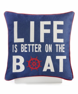 17" Sq "Life is Better on the Boat" Coastal Decorative Pillow