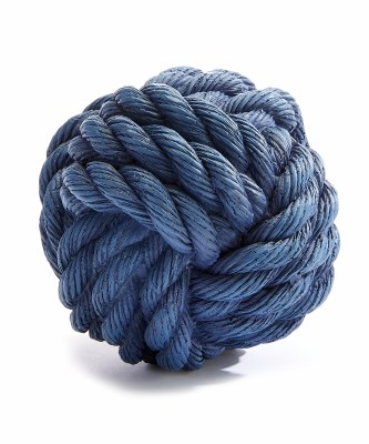 4" Dark Blue Faux Rope Polyresin Orb