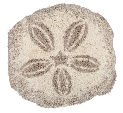 18" Round Beige Sand Dollar Coastal Tufted Decorative Pillow