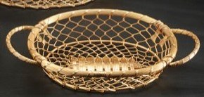 12" Gold Oval Metal Basket With Handles