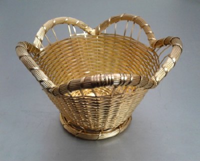 8" Round Gold Metal Basket