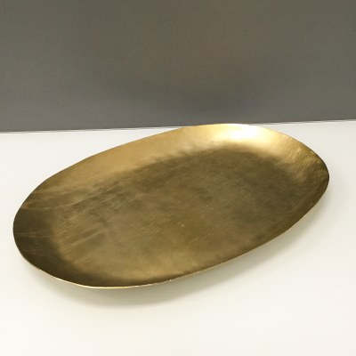 19" x 13" Gold Metal Oval Tray