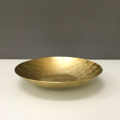 12" Round Gold Shallow Metal Bowl