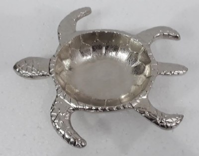 12" Silver Metal Sea Turtle Bowl
