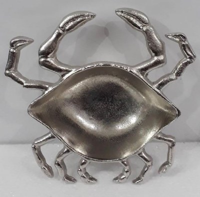 11" Silver Metal Crab Bowl