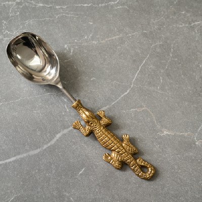 11" Gold and Silver Toned Alligator Scoop