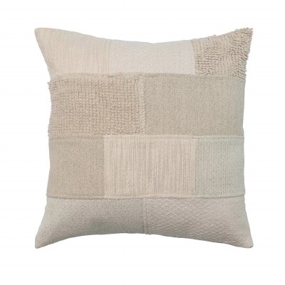 20" Sq Cream Patchwork Decorative Pillow