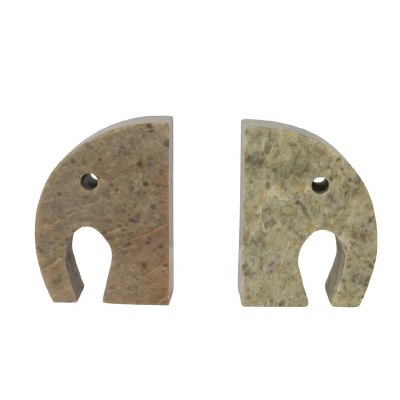 Green and Brown Soapstone Elephant Bookends