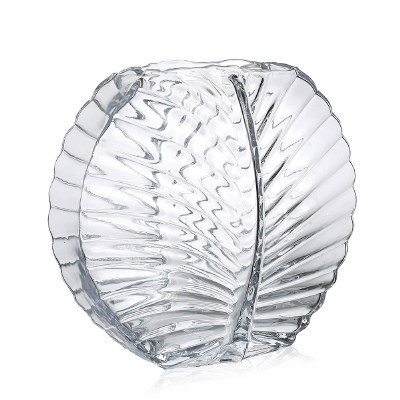 9" Clear Glass Leaf Vase