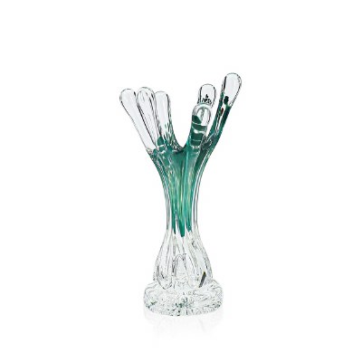 8" Blue and Green Glass Splash Vase