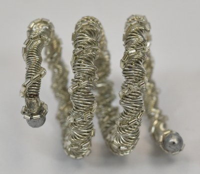 Silver Toned Spiral Beaded Napkin Ring