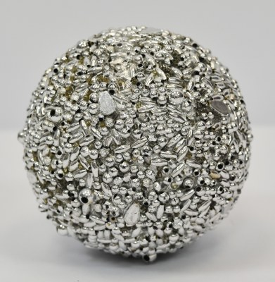4" Round Silver Beaded Orb