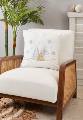 18" Sq Silver and Gold Christmas Trees Decorative Pillow