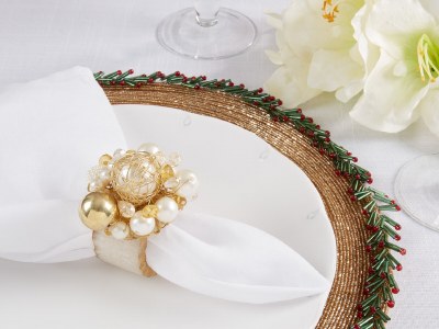 Faux Pearls and Gold Beads Napkin Ring