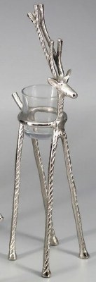 14" Silver Deer Votive Holder