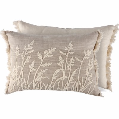 14" x 20" Beige Beach Grass Decorative Pillow