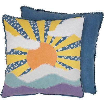 20" Sq Multicolor Sun Rays Decorative Pillow