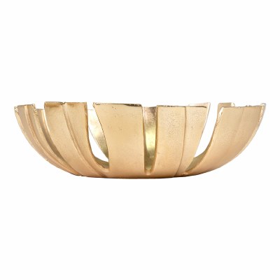 14" Round Large Gold Flaps Metal Bowl