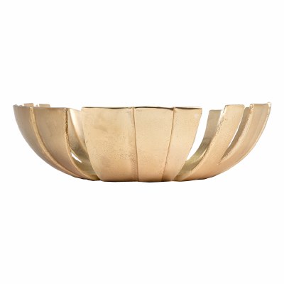 12" Round Small Gold Flaps Metal Bowl