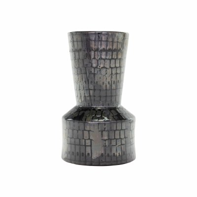 10" Iridescent Black Ceramic Vase