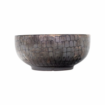 9" Round Iridescent Black Ceramic Bowl